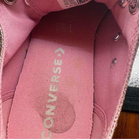 Converse Chuck Taylors All Over Metallic Pink Glitter Low-Top Lace Up Sneakers - Picture 9 of 9